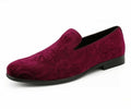 Step into sophistication with Bryant Burgundy Tuxedo Shoes—premium velvet, paisley texture, and slip‑on comfort for weddings, galas, and upscale events.