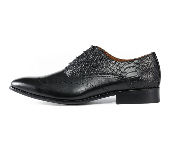 Discover the Burke Men’s Exotic Oxford Dress Shoes—premium comfort, bold textured detailing, and versatile style. Perfect for business, weddings, and formal events. Available in black, grey, olive, red, and tan.