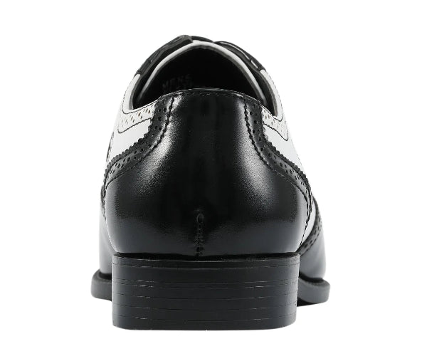 Black dress shoe on a white background