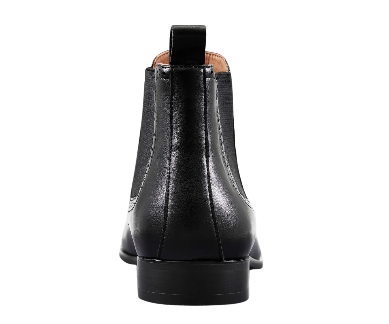Black leather boot on a white background