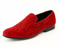 Bryant red Tuxedo Shoes—premium velvet, paisley texture, and slip‑on comfort for weddings, galas, and upscale events.