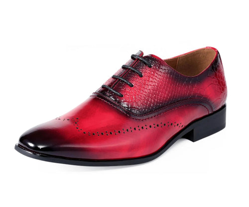 Burke Men’s Exotic Oxford Dress Shoe premium comfort, bold textured detailing, and versatile style. Perfect for business, weddings, and formal events. Available in black, grey, olive, red, and tan.