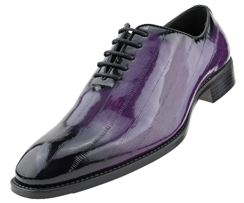 Make a statement with the Brayden Two‑Tone Exotic Oxford—bold men’s dress shoes with faux‑exotic print, ombre toe, and sleek style for parties and special events.