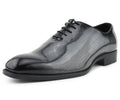 Make a statement with the Brayden Two‑Tone Exotic Oxford—bold men’s dress shoes with faux‑exotic print, ombre toe, and sleek style for parties and special events.