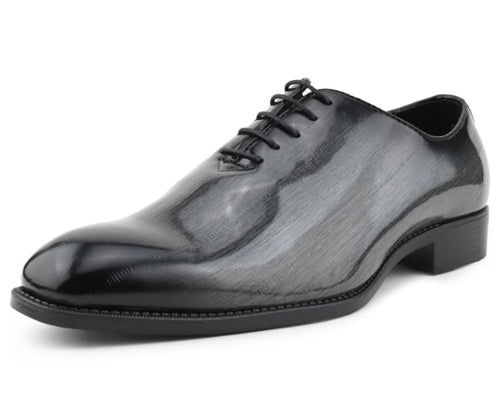 Make a statement with the Brayden Two‑Tone Exotic Oxford—bold men’s dress shoes with faux‑exotic print, ombre toe, and sleek style for parties and special events.