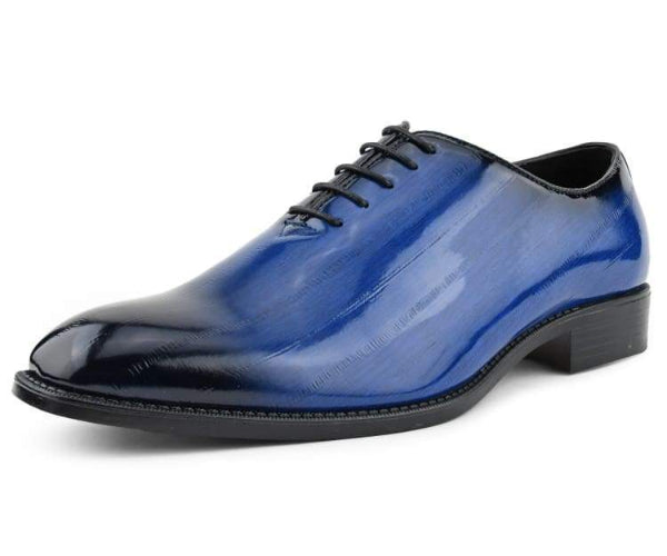Make a statement with the Brayden Two‑Tone Exotic Oxford—bold men’s dress shoes with faux‑exotic print, ombre toe, and sleek style for parties and special events.