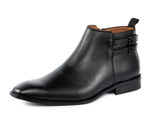 Black dress boots for men Side zip  buckle boots

