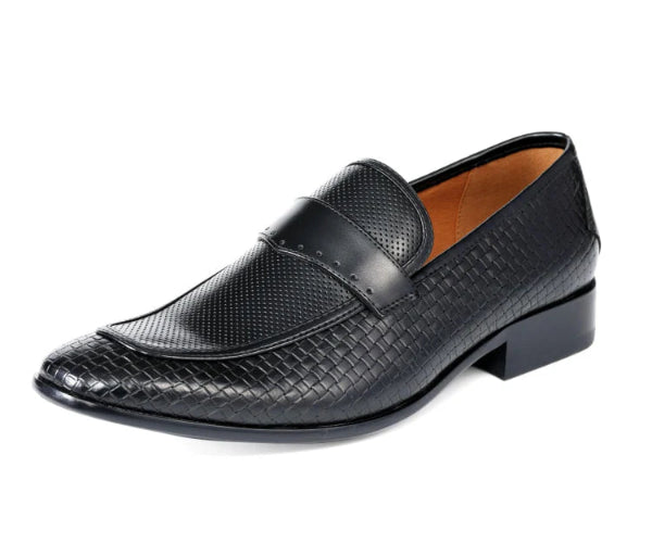 Black leather loafer shoe 