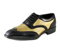 Men’s Oxford dress shoes, metallic gold dress shoes, men’s spectator shoes, fashion Oxford shoes, prom shoes for men, wedding dress shoes, gold men’s shoes, formal men’s footwear, stylish men’s Oxfords.
