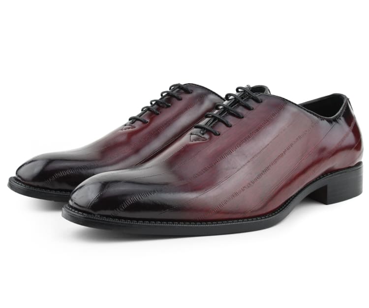 Make a statement with the Brayden Two‑Tone Exotic Oxford—bold men’s dress shoes with faux‑exotic print, ombre toe, and sleek style for parties and special events.